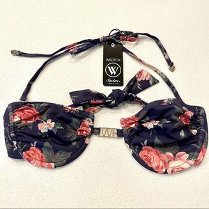 Wildfox Navy Floral Bikini Top NWT